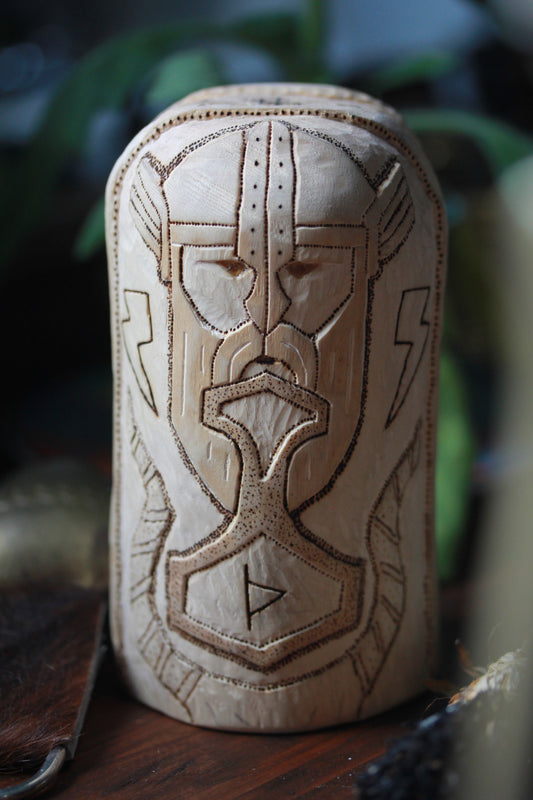 Handcarved Wooden Idol - Thor